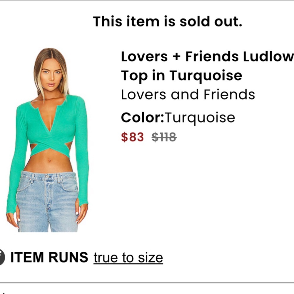 New Lovers + Friends Ludlow Wrap Top in Turquoise size XS - Picture 2 of 6
